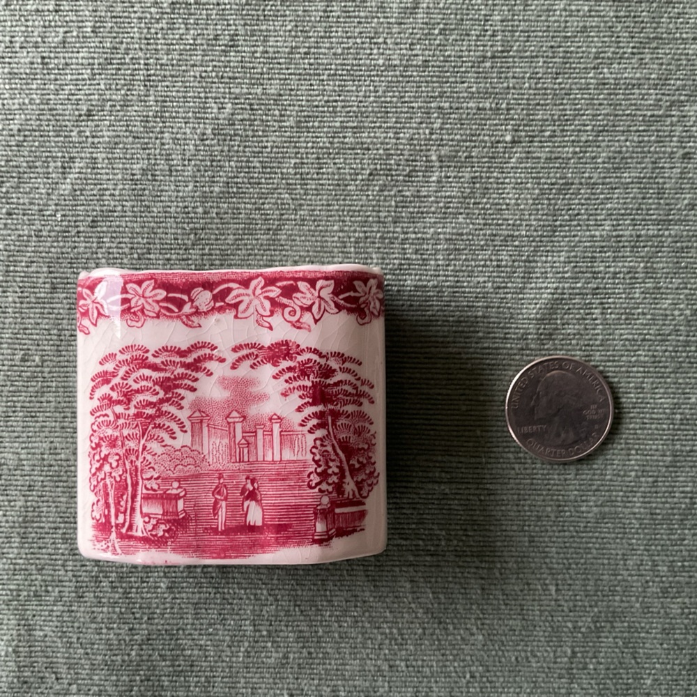 Vintage Mason’s Pink/Red Transferware Matchstick/Toothpick Holder
